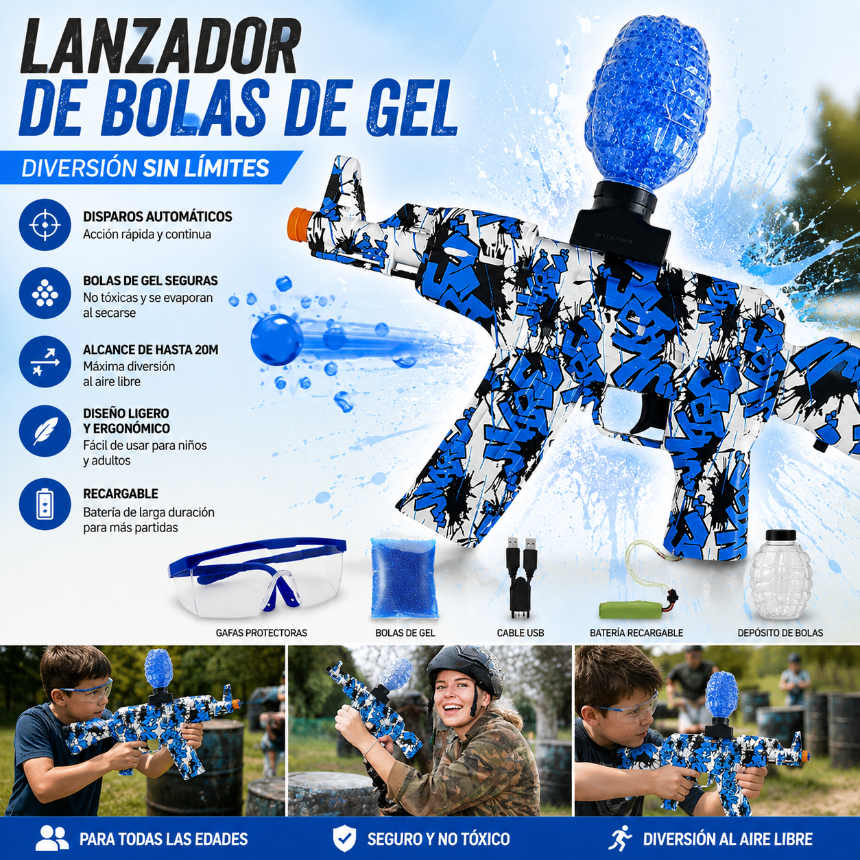 AK-47 de Juguete con Bolas de Gel NovoKosmo™